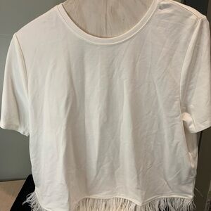 For Cynthia Cream Crop Embellished Tee